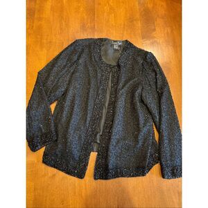 Woman’s vintage 100% silk beaded Laurence Kazar blouse/jacket/blazer size Petite